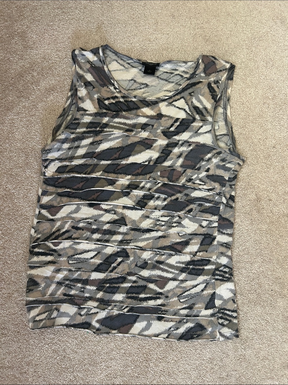 Ann Taylor Neutral Camo-Pattern Sleeveless Tank